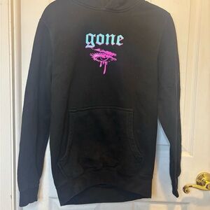 Katrina Stuart Gone Graphic Black Hoodie with Pink & Teal Logo